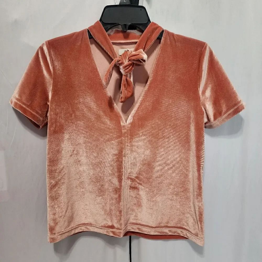 Madewell Velvet Tie-Neck Top XXS B22